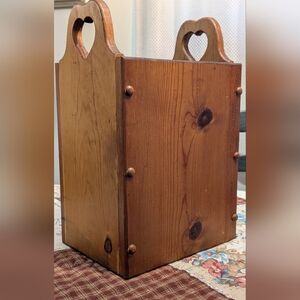 Cottagecore solid wood heart cutout magazine or umbrella storage handcrafted